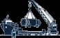 Crane lifting heavy cargo onto a ship icon